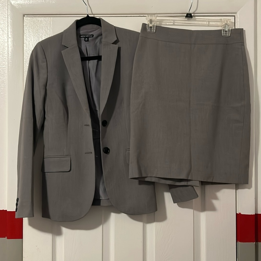 J. Crew Charcoal Blazer and Skirt Ensemble